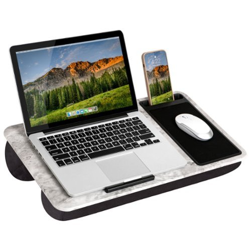 LapGear - Home Office Lap Desk (Fits up to 15.6" Laptop) - White Marble-Front_Standard 
