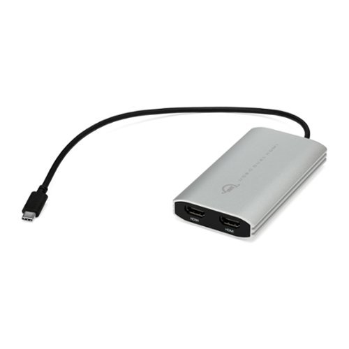 OWC - USB-C Adapter to Dual HDMI 4K with DisplayLink - Supports 2 4K Monitors at 60Hz - Compatible with Mac M1/M2/M3/M4 - Silver|Black-Front_Standard 