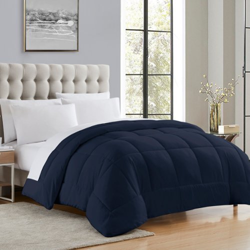Sweet Home Collection - Down Alternative Reversible All Season Solid Comforter, Twin - Navy-Front_Standard 