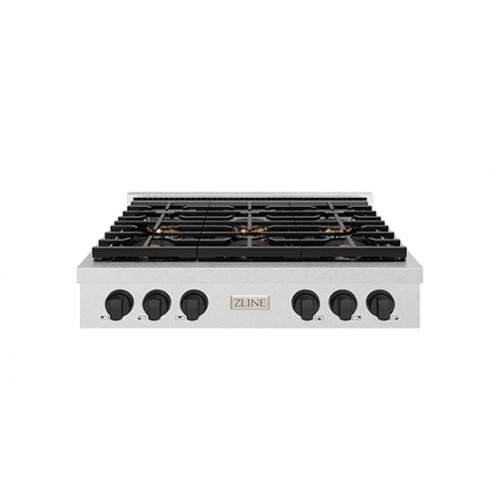 ZLINE - Autograph 36 in. Satin Steel Paramount Rangetop with 6 DuoPro Burners and Black Accents (PSRTSZ-36-MB) - Satin Stainless Steel