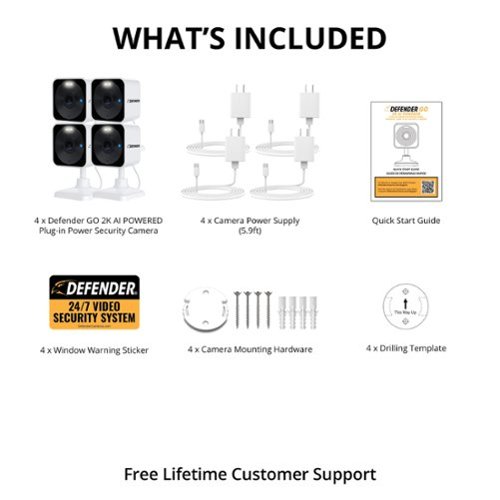 Defender GO 2K AI POWERED Plug-in Power Indoor/Outdoor Home Security, Baby & Pet Camera - 4 Pack - white BUY IN MIDDLE EAST