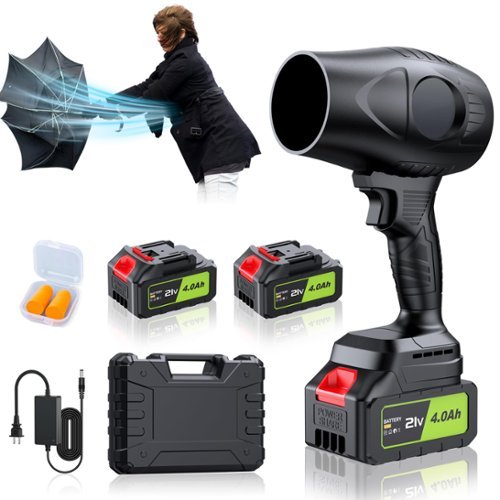 GlowWise - 980,000 RPM Cordless Leaf Blower, 21V with 2×4.0Ah Batteries & Fast Charger, Lightweight for Yard Cleaning - Black-Front_Standard 