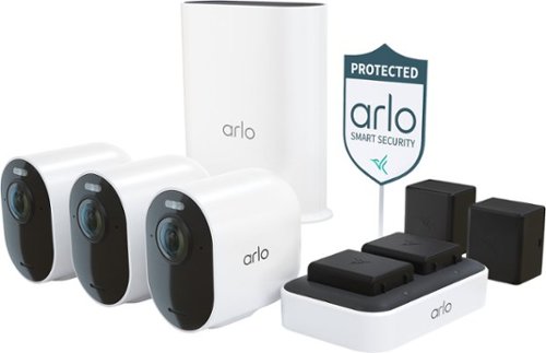  Arlo - Ultra Outdoor Security Camera 4K HDR (3rd Gen, 2025 Release) - Wireless, Rechargeable Battery, Charging Station, 3-Cam - White