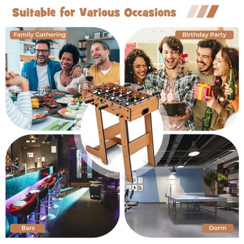Costway Foldable Football Table Space Saving Soccer Game Indoor Sports for Party Bar - Natural HOW TO BUY