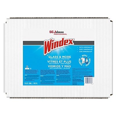 Windex - Glass & More Cleaner with Ammonia-D, Unscented, 5 gal. Bag-in-Box Dispenser (696502) - Blue