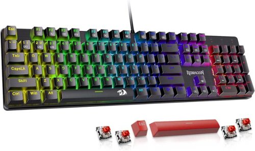 REDRAGON - K671 Wired Mechanical Gaming Keyboard, RGB Backlit 104 Keys Programmable Keyboard, Hot-Swappable Red Switch