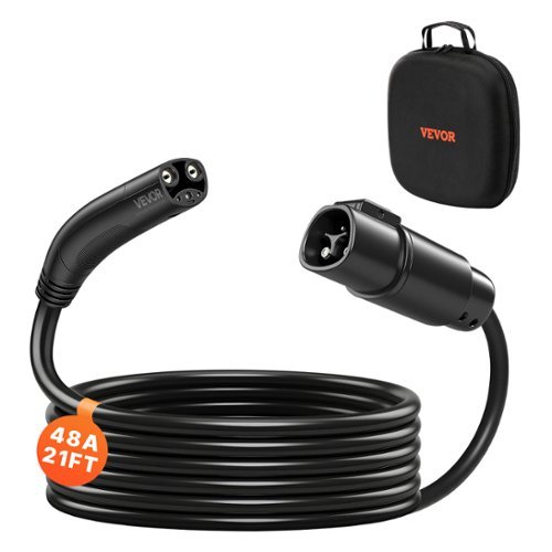 VEVOR - EV Charger Extension Cable for Tesla, 48Amp 21 ft Max 240V 11.52 kW with NACS Plug, EV Extension Cord - Black-Front_Standard 