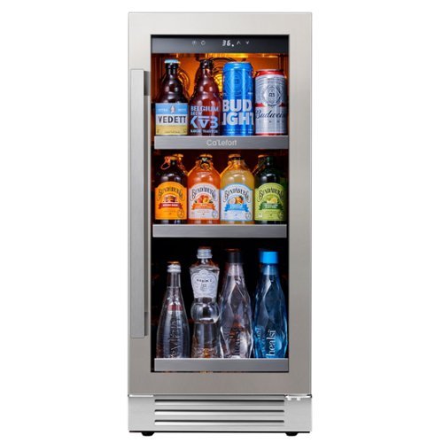Ca'Lefort - Beverage Cooler Refrigerator Soda Drink Mini Fridge 15 in. 100 Cans (12 oz.) - Silver-Front_Standard 