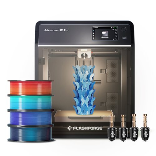 Flashforge - Adventurer 5M Pro 3D Printer, Auto Leveling, 280°C Quick Detachable Nozzle, Dual Filtration, 220×220×220mm - Black-Front_Standard 