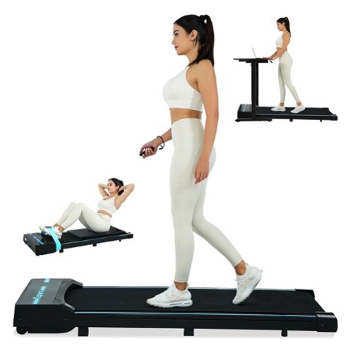 Ksports - Under Desk Walking Pad Classic Treadmill with Wheels and Remote, 2.5 HP - Black-Front_Standard 