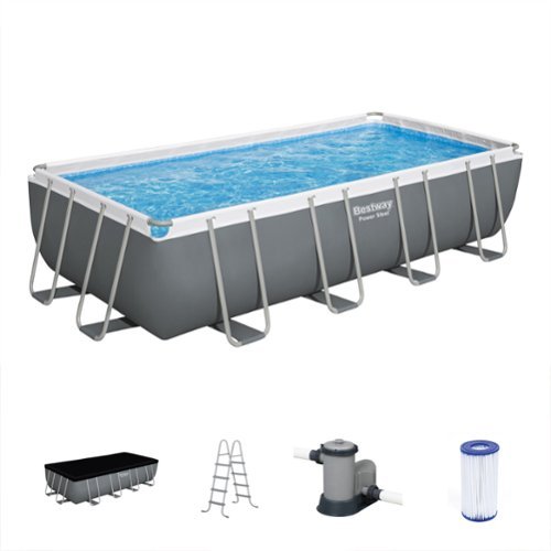 Bestway - Power Steel 18' x 9' x 48" Rectangular Above Ground Swimming Pool Set-Front_Standard 