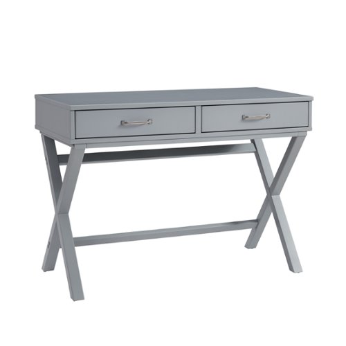 Linon Home Décor - Pierce 2-Drawer Campaign-Style Desk - Gray-Front_Standard 