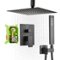 VEVOR - Shower Faucet Set, Rainfall Bathroom Shower System with 12-Inch Square Rain Shower Head and Handheld Spray - Matte Black-Front_Standard