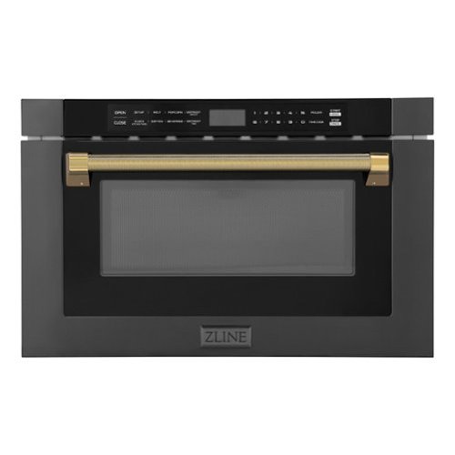 ZLINE - Autograph 24 in. 1.2 cu. ft. Built-in Microwave Drawer and Polished Gold Helix Handle - Black Stainless Steel