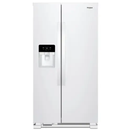 Front. Whirlpool - 25 Cu. Ft. Side-by-Side Refrigerator with Frameless Glass Shelves - White.