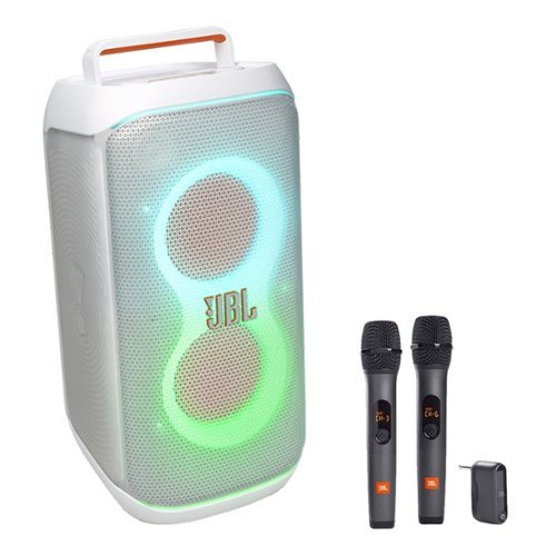 JBL - PartyBox Club 120 Portable Party Speaker with Wireless Two Microphone System - White-Front_Standard 