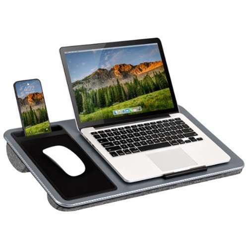 LapGear - Home Office Lap Desk for Left-Handed (Fits up to 15" Laptop) - Silver Carbon