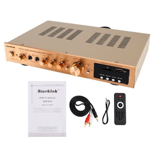 Topteng - 2000W Peak 5CH Ultra-Thin Amplifier-Bluetooth 5.0,Hi-Fi Stereo,USB/SD/FM Playback,with Remote,for Home Theater & Karaoke - Gold-Front_Standard 
