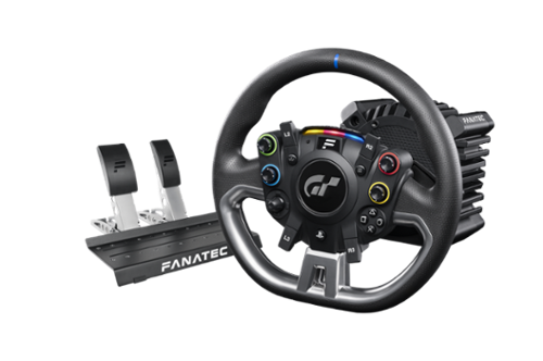 Fanatec - Gran Turismo Pro – 5Nm Direct Drive Force Feedback Sim Racing Bundle with Wheel, Pedals & Clamp for PC and PlayStation - Black-Front_Standard 