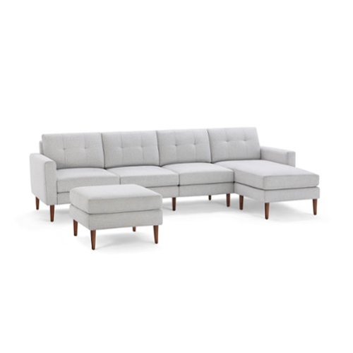 Burrow - Mid-Century Nomad King Sectional with Ottoman - Crushed Gravel-Front_Standard 