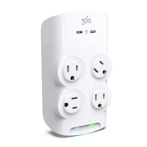  360 Electrical - Revolve60, 4 Rotating Outlets/ 2 USB-C 1080 Joules Surge Protector - White