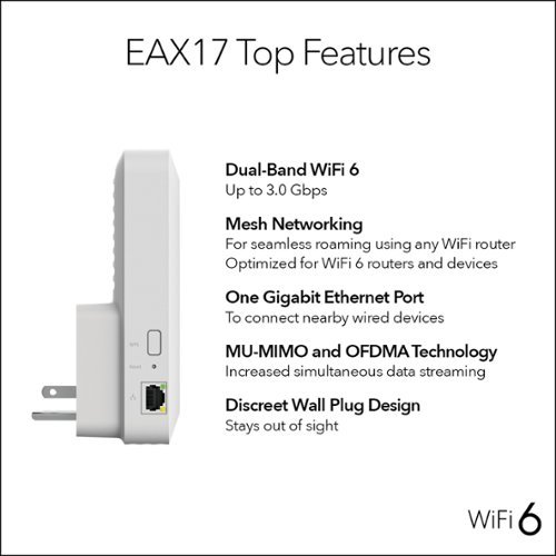 NETGEAR AX3000 Dual-Band Wi-Fi 6 Wall Plug Range Extender - White BUY ONLINE