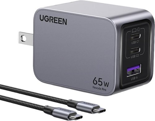 UGREEN - Nexoede Pro 65W USB-C Charger Set, PPS 3-Port Compact Foldable GaN Charger for MacBook Pro/Air, iPad, iPhone Series - Space Gray