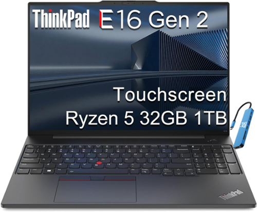 Lenovo - Upgraded - ThinkPad E16 Gen 2 16" FHD+ Touchscreen Business Laptop - AMD Ryzen 5 with 32GB Memory - 1TB SSD - Windows 11 Pro - Touchscreen - Black