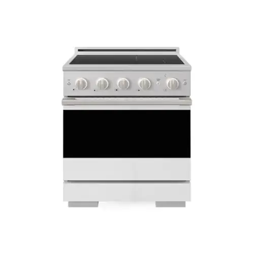 Front. ZLINE - 30 in. 4.2 cu. ft. Marino Freestanding Induction Range with 4 Burners and Convection Oven with White Matte Door - White Matte.