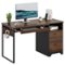 Bestier - 48" Gaming Desk with File Storage Drawers and Open Writing Compartments - Cherry-Front_Standard