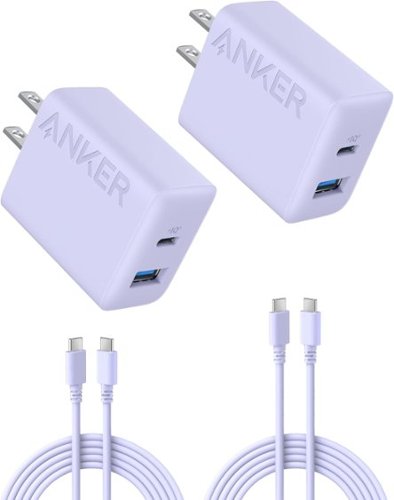 Anker - iPhone 17/16 Charger, 2-Pack 20W Fast USB C Charger Block - Purple-Front_Standard 