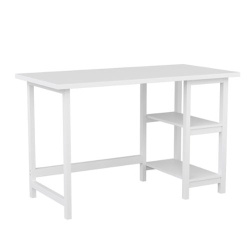 Martha Stewart - Beckett Modern Trestle Desk with Open Side Shelving - White Wood Grain-Front_Standard 