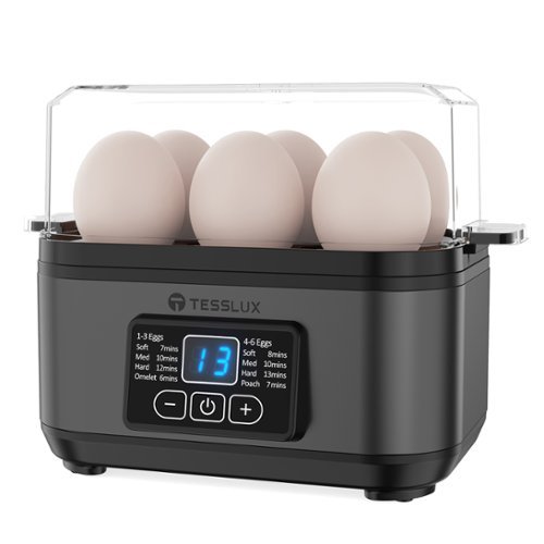 tesslux - Electric Rapid Egg Cooker, 6 Egg Capacity for Hard Boiled Eggs, Poached Eggs, Scrambled Eggs, or Omelets Maker w - Gray-Front_Standard 