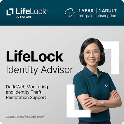  LifeLock - Identity Advisor (1 Adult) (1 Year Subscription) - Android, Apple iOS, Mac OS, Windows [Digital]