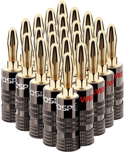 FosPower - Banana Plugs 12 Pairs / 24 pcs, Closed Screw 24K Plated Speaker Plug Connectors for Speaker Wire, Wall Plate - Gold-Front_Standard 