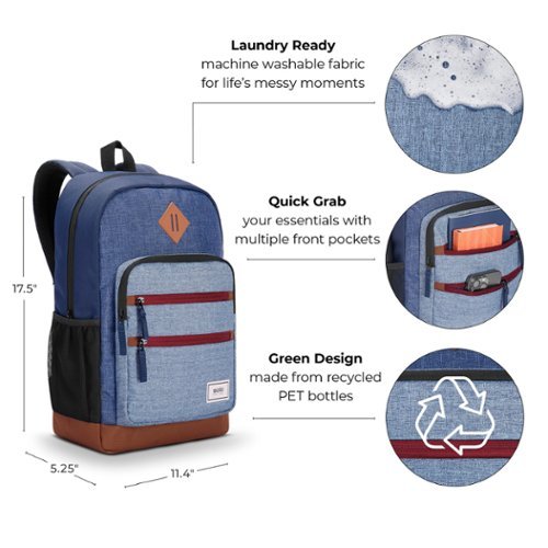 Solo New York Re:Fresh Backpack For 15.6 Laptop - Blue GLOBAL SHIPPING