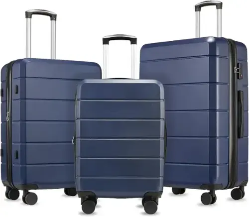 Front. LUGGEX - LUGGEX 20" 24" 28" 3-Piece Luggage Set, Expandable ABS Hardside Suitcase with Double Spinner Wheels & TSA Lock - H1 - Blue.