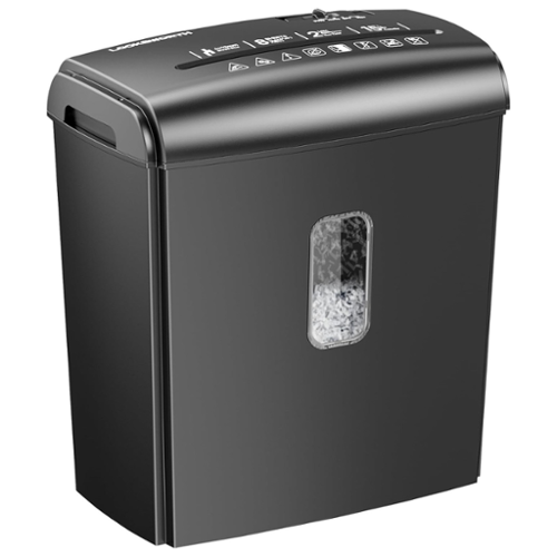 Locksworth - 8-Sheet Micro Cut Paper /Credit Card Shredder with 4 Gallons, P-4 High Security for Home Office Use with Handle-Front_Standard 