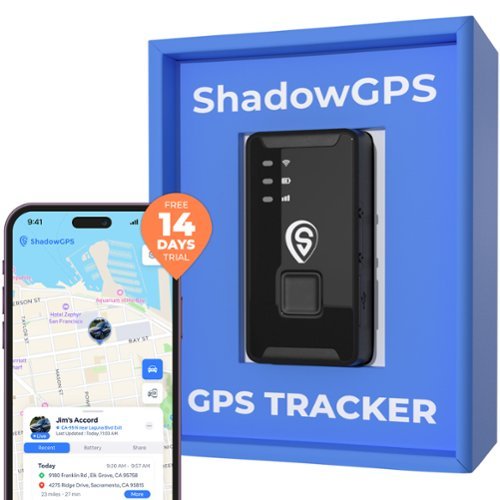 ShadowGPS - GPS Tracker with Real-Time Location, Motion Alerts, Geofencing, Rechargeable Battery & 1-Year Trip History - Black-Front_Standard 