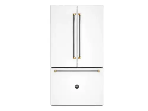 Front. Bertazzoni - 36" Bertazzoni Refrigerator - 26.2 Cu. Ft. - Counter-Depth - French Door - Bottom Freezer - Bianco Matt - White.