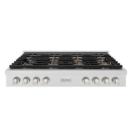 Front. ZLINE - ZLINE 48 in. Paramount Gas Rangetop with 8 Burner DuoPro Cooktop (PSRTS-48) - Satin Stainless Steel.