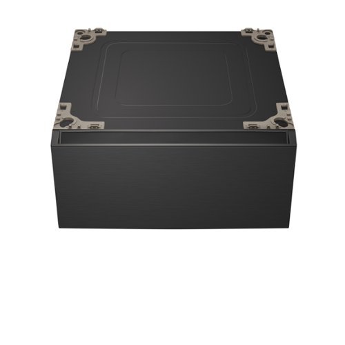 LG - SIGNATURE 29" Laundry Pedestal with Storage Drawer - Brushed Black Steel