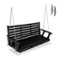 Fortune Candy - Wooden Porch Swing with Chains & Springs, 880 LBS Heavy Duty Bench for Patio & Porch (Extra Large, 3-Seater) - Black-Front_Standard