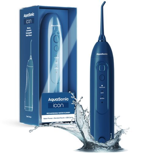 AquaSonic - Icon Electric Water Flosser - Cordless Rechargeable, Waterproof, Portable Oral Irrigator - Navy-Front_Standard 