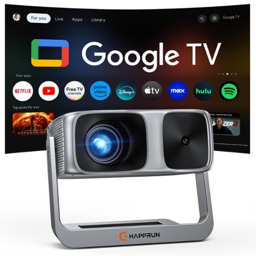 Happrun - Smart Projector 2000 ANSI Google TV 4K Decoding Auto Focus WiFi Bluetooth Dolby Audio - Gray-Front_Standard 