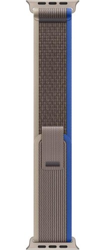 Apple - Watch Band - Trail Loop (49mm) - /Gray with Rugged Titanium Finish - S/M - Blue-Front_Standard 
