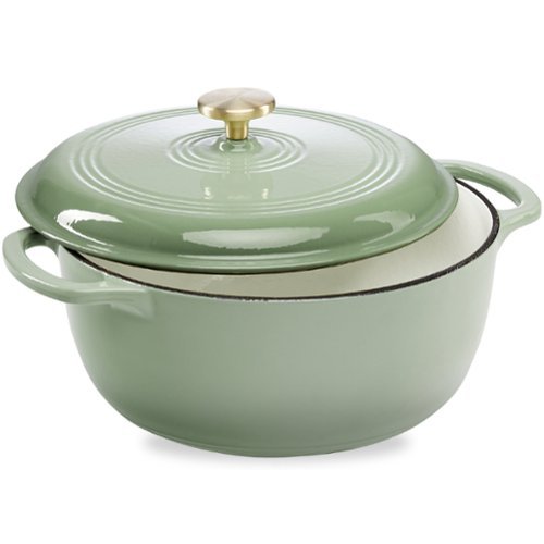 Best Choice Products - 6 Quart Enamel Cast-Iron Dutch Oven, Heavy-Duty Cookware w/ Dual Handles, Lid - Sage Green-Front_Standard 
