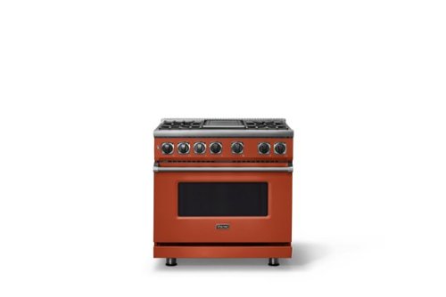 Viking - 36 in. Wide 4 Burner Dual Fuel Sealed Burner Range with Griddle - Spiced Cider-Front_Standard 