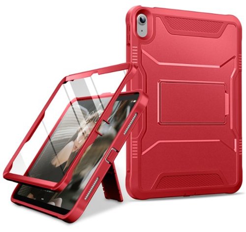 DTTO - Shockproof Case for iPad A16 11-inch & ipad 10th10.9-inch with Built-in Screen Protector, Full Body Protective Cover - Red-Front_Standard 