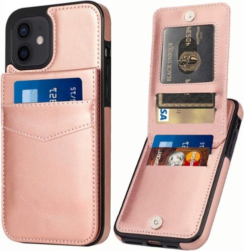 Entronix - Slim Leather Wallet Case for iPhone 12 Mini with 6 Card Slots - Pink-Front_Standard 
